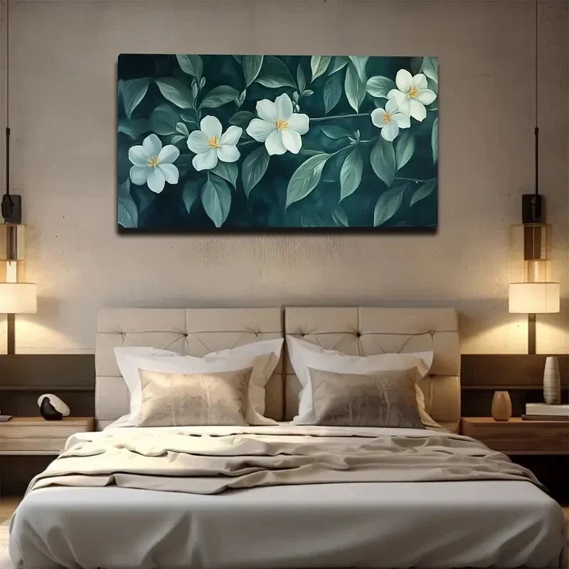 Flowers and Dark Green Leaves Wall Art canvas office home room framed 120x60cm
