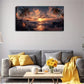 Sunset Beach with Palm Trees Wall Art Canvas Office Home Room Framed 120x60cm