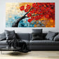 Abstract Tree with Red Leaves Wall Art Canvas Office Home Room Framed 120x60cm