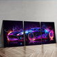 3pcs Neon Sports Car Super Colorful Dark Perfect Wall Art Set Canvas Framed 40x60cm - High Quality Print 100% Australian Made Wall Canvas Ready to Hang