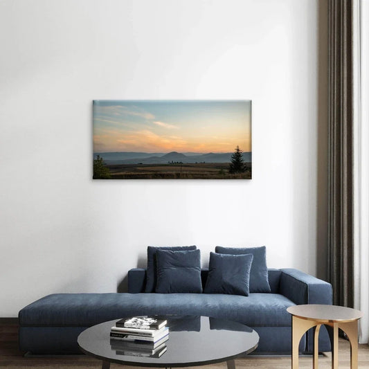 Sunset Mountain Landscape Wall Art Canvas Office Home Framed 80x45cm