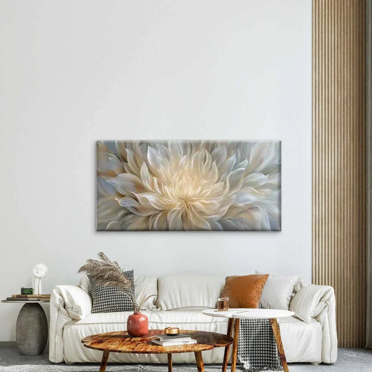 Ethereal Bloom Abstract Floral Wall Art Canvas Office Home Room Framed 80x45cm