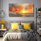 Seagulls Sunset Ocean Waves Wall Art Canvas Office Home Room Framed 120x60cm