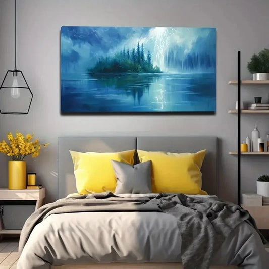 Serene Lake & Stormy Sky Wall Art Canvas Office Home Room Framed 120x60cm