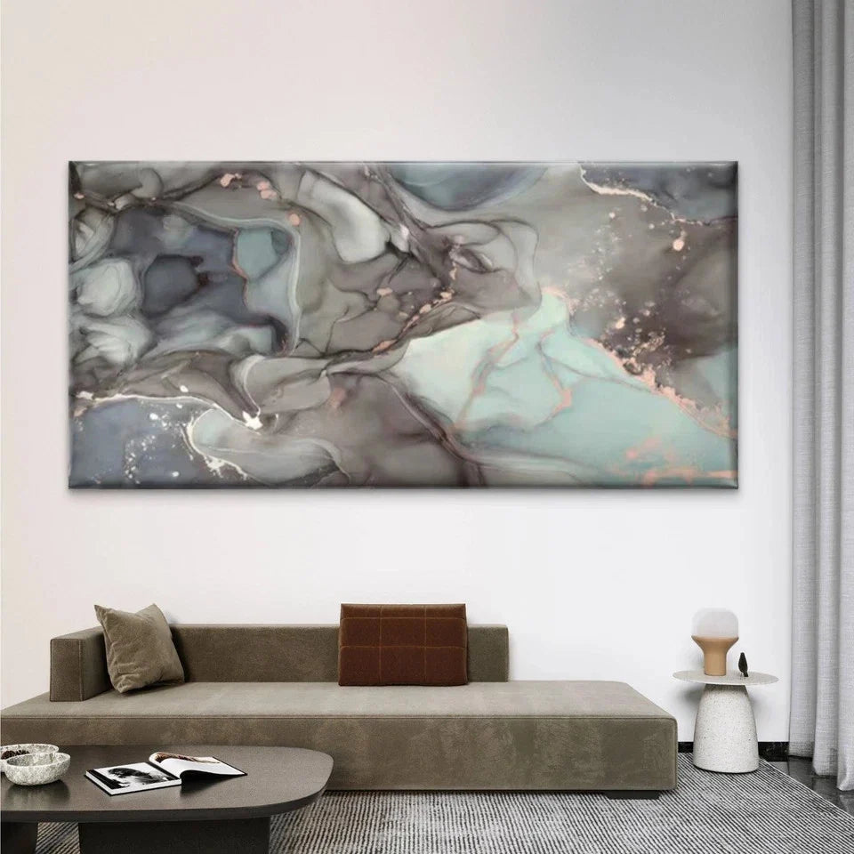 Elegant Marble Abstract Wall Art Canvas Office Home Room Framed 120x60cm
