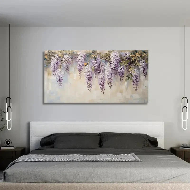 Purple Broken Flowers wall canvas office home room framed 120x60cm