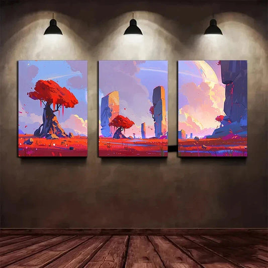 3pcs Surreal Mangroves & Dreamy Sky Metal Print Ready to Hang Art