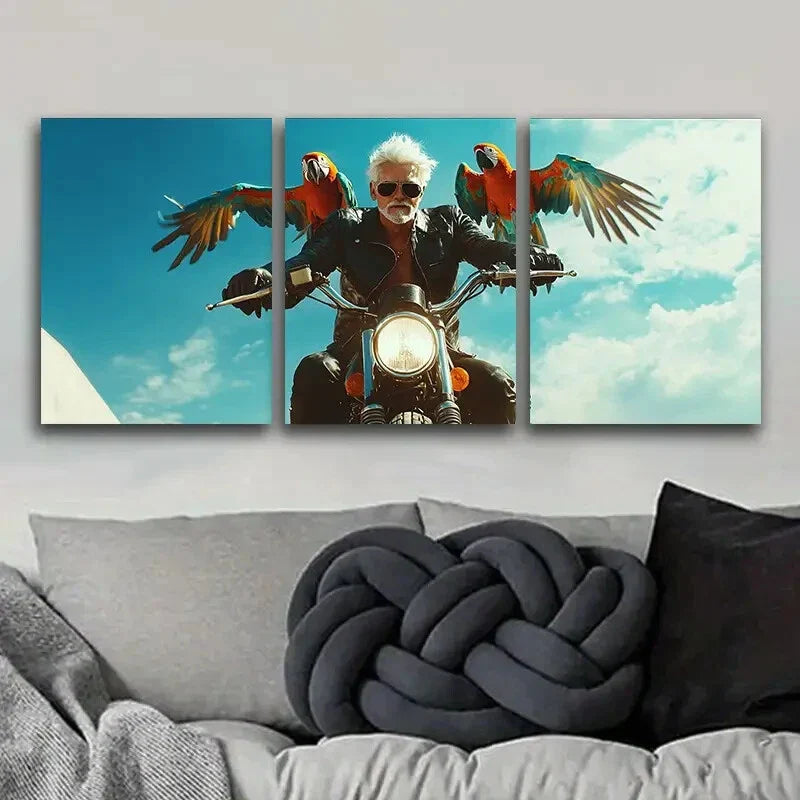 3pcs Free old for Man Art Painting Metal Print Ready to Hang Art