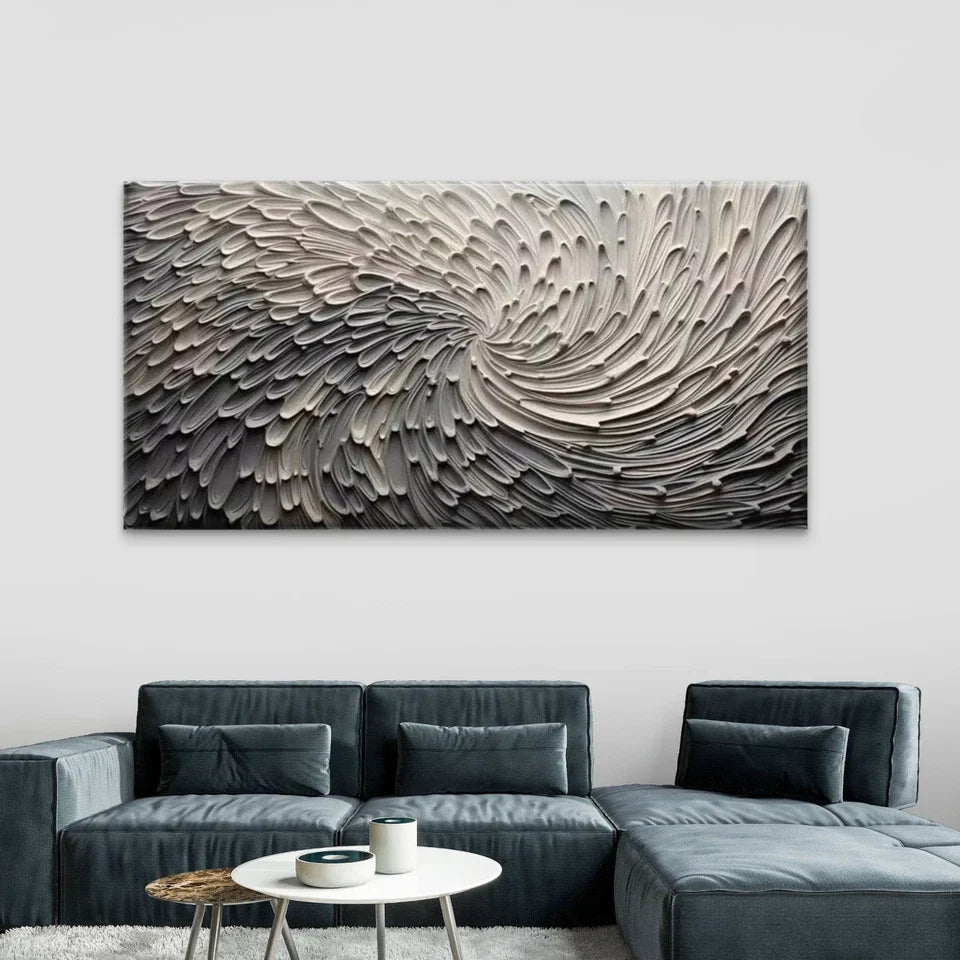 Feathered Motion Wall Art Canvas Office Home Room Framed 80x45cm
