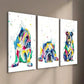 3pcs Colorful English Bulldog Decor Wall Art Set Canvas Framed 40x60cm - High Quality Print 100% Australian Made Wall Canvas Ready to Hang