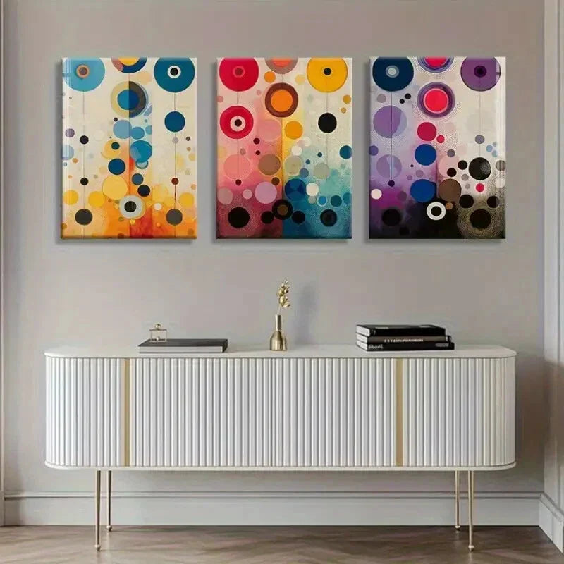 3pcs Modern Geometric Design Vibrant Perfect Wall Art Set Canvas Framed 40x60cm - High Quality Print 100% Australian Made Wall Canvas Ready to Hang