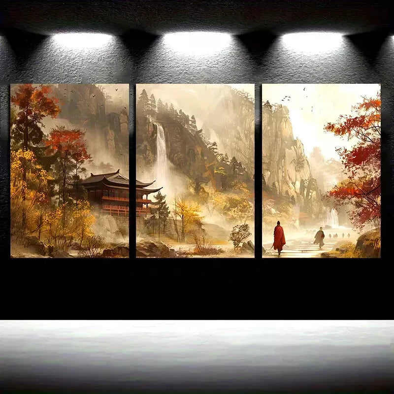 3pcs Chinese Traditional Painting Canvas Framed 40x60cm - High Quality Print 100% Australian Made Wall Canvas Ready to Hang