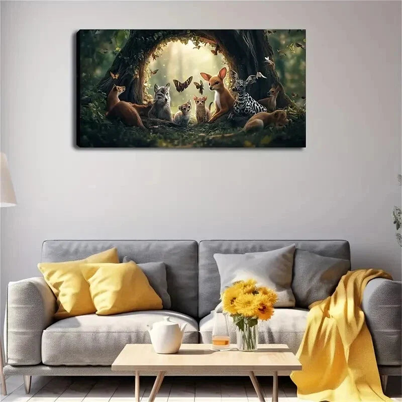 Majestic Wildlife Scene Nature Wall Art Canvas Office Home Room Framed 80x45cm