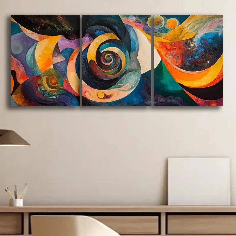 3pcs Colorful Abstract Swirl Painting Perfect Wall Art Set Canvas Framed 40x60cm - High Quality Print 100% Australian Made Wall Canvas Ready to Hang