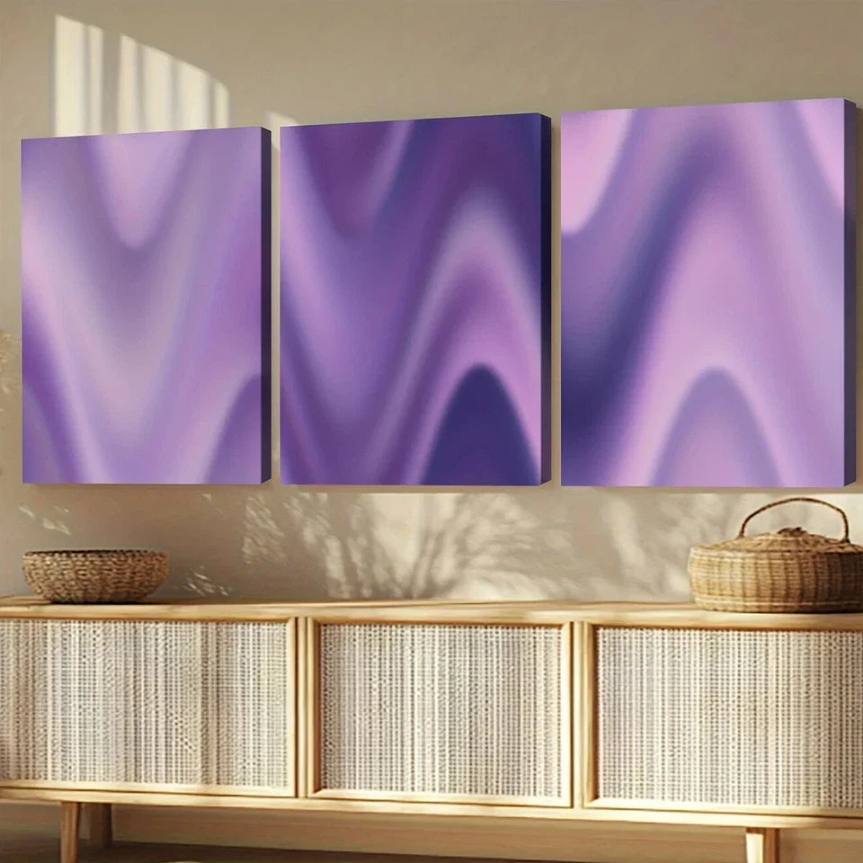 3pcs Purple Gradient Spiritual Colourful White Wall Art Set Canvas Framed 40x60cm - High Quality Print 100% Australian Made Wall Canvas Ready to Hang