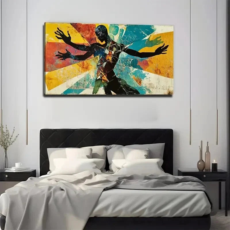 Abstract Male And Female Wall Art Canvas Office Home Room Framed 80x45cm