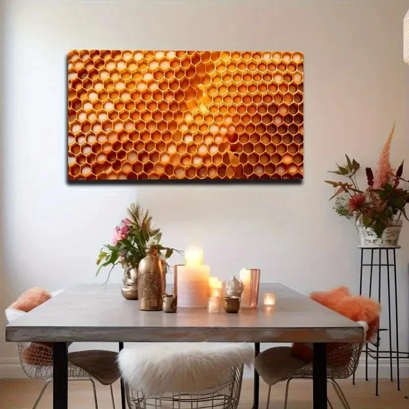 Honeycomb Tempting Sweets Wall Art Canvas Office Home Room Framed 80x45cm