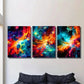 3pcs Abstract Colorful Space Stars Orientation Wall Art Set Canvas Framed 40x60cm - High Quality Print 100% Australian Made Wall Canvas Ready to Hang
