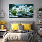 Elegant White Orchid Water Wall Art Canvas Office Home Room Framed 80x45cm