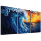 3pcs Blue And Orange Decorative Abstract Ocean Wall Art Set Canvas Framed 40x60cm - High Quality Print 100% Australian Made Wall Canvas Ready to Hang