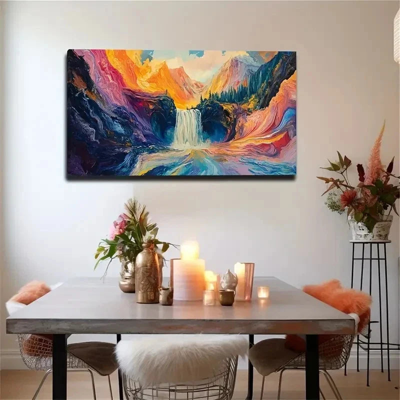 Magical Waterfall Enchanting Wall Art Canvas Office Home Room Framed 120x60cm