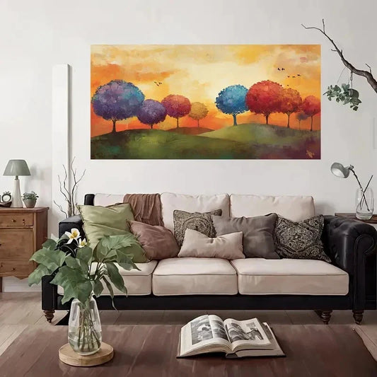 Autumn Trees Landscape Wall Art Canvas Office Home Room Framed 80x45cm