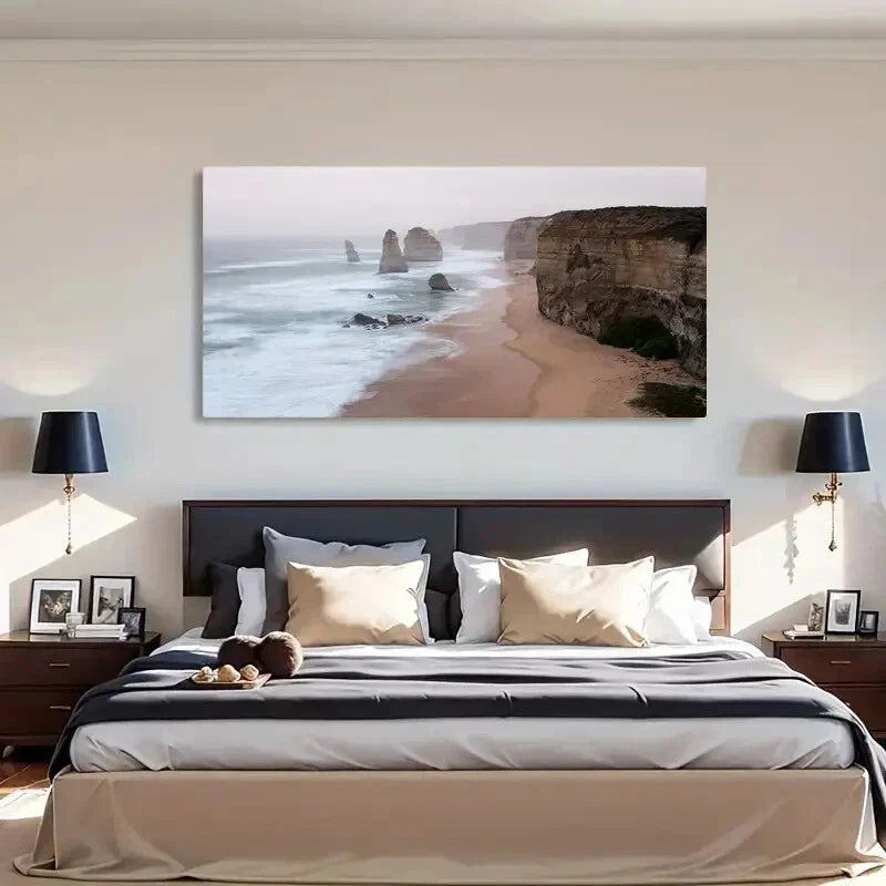 Seaside Nature Deco Retro Wall Art Canvas Office Home Room Framed 80x45cm