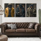 3pcs Stylish Feline in Classic Suits Cat Perfect Wall Art Set Canvas Framed 40x60cm - High Quality Print 100% Australian Made Wall Canvas Ready to Hang