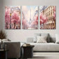 3pcs Paris Eiffel Tower Spring Cherry Blossom Metal Print Ready to Hang Art