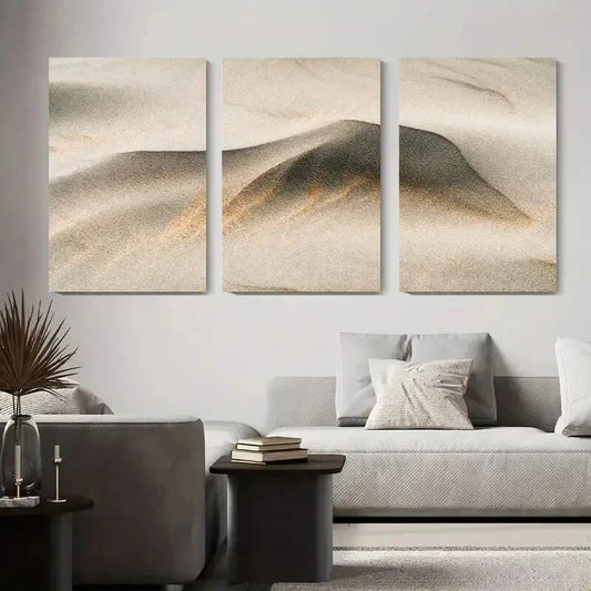 3pcs Tranquil Desert Landscape, Minimalist Metal Print Ready to Hang Art