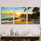 3pcs Serene Beach Scene with Rocks and Palm Trees Metal Print Ready to Hang Art