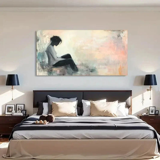 Silhouette Woman Landscape Wall Art Canvas Office Home Room Framed 120x60cm