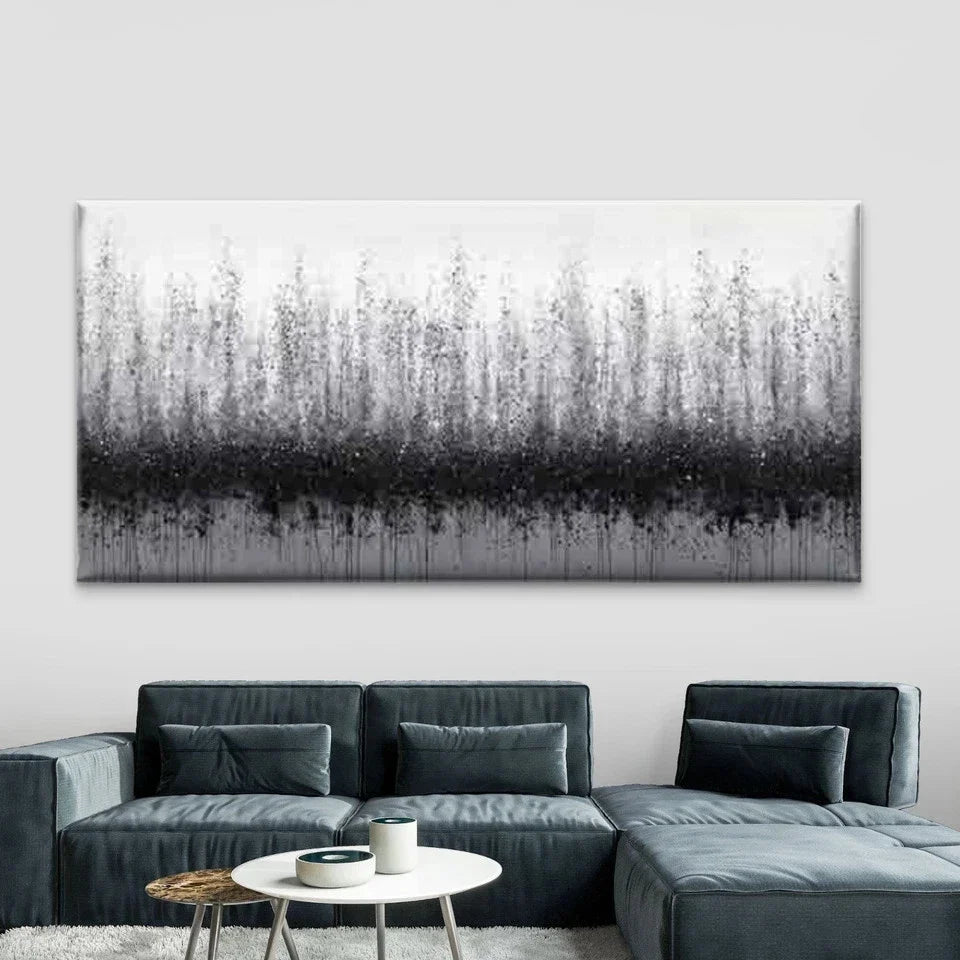 Black and White Drip Wall Art Canvas Office Home Room Framed 120x60cm