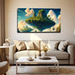 Realistic Airborne Island Cloud Wall Art Canvas Office Home Room Framed 120x60cm