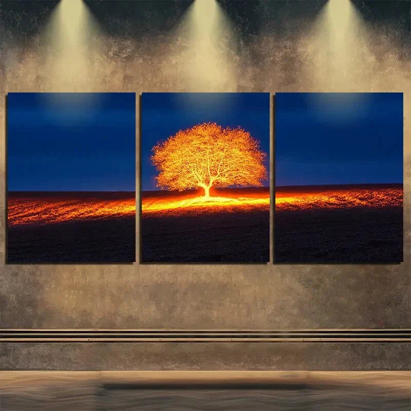 3pcs Dark Autumn Tree Light Shine Perfect Wall Art Set Canvas Framed 40x60cm - High Quality Print 100% Australian Made Wall Canvas Ready to Hang