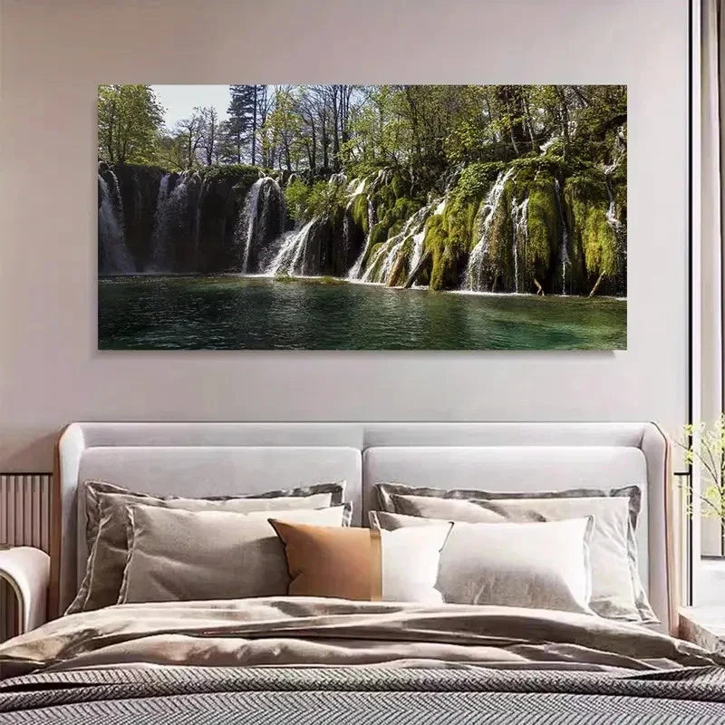 Waterfall Natural Scenery Decor Wall Art Canvas Office Home Room Framed 120x60cm