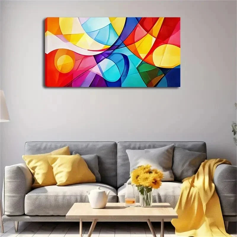 Colorful Geometric Interweave Wall Art Canvas Office Home Room Framed 120x60cm