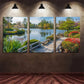 3pcs A Picturesque Scene of Japanese Style Gardens Metal Print Ready to Hang Art