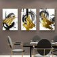 3pcs Abstract Golden Foil Decoration Wall Art Set Canvas Framed 40x60cm - High Quality Print 100% Australian Made Wall Canvas Ready to Hang