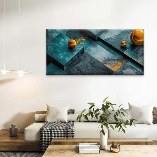 Abstract Geometric Shapes Wall Art Canvas Office Home Room Framed 80x45cm