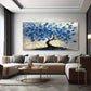 Minimalist Blue & Black Decor Wall Art Canvas Office Home Room Framed 80x45cm