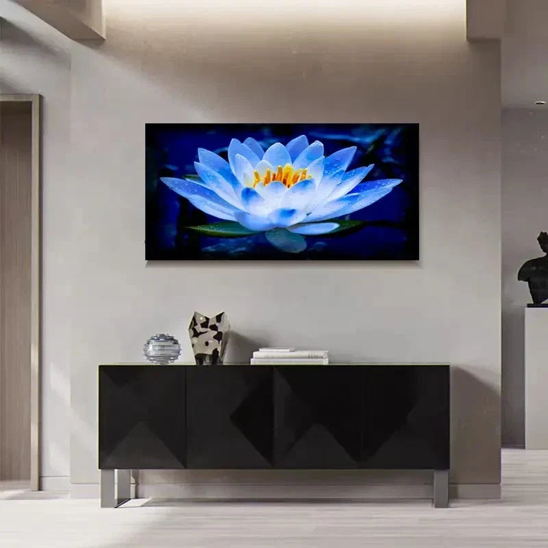 Elegant For Lotus Blue Water Wall Art Canvas Office Home Room Framed 120x60cm