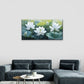 Lotus Flower White Green Leave Wall Art Canvas Office Home Room Framed 80x45cm