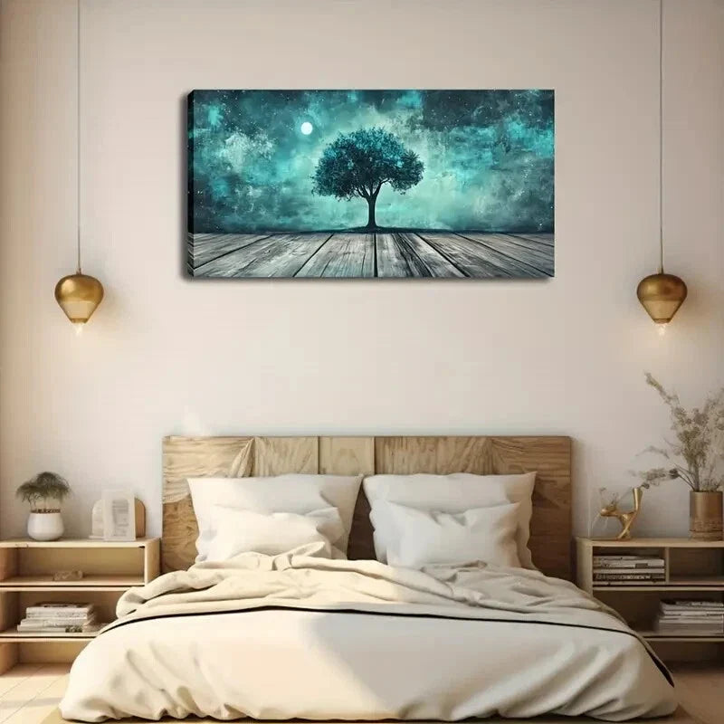 Serene Moonlit Wall Art Canvas Office Home Room Framed 120x60cm