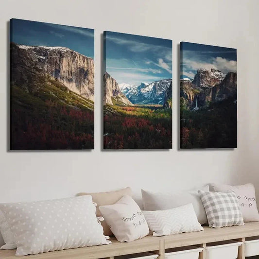 3pcs Nature Mountains Hills Landscape Wall Art Set Canvas Framed 40x60cm - High Quality Print 100% Australian Made Wall Canvas Ready to Hang