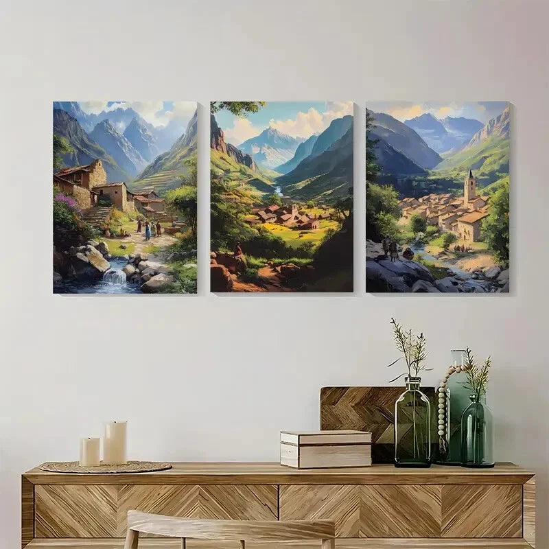 3pcs Kurdish Countryside Scebery Metal Print Ready to Hang Art