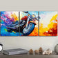 3pcs Colourful Vibrant Motorcycle Oil Painting Metal Print Ready to Hang Art