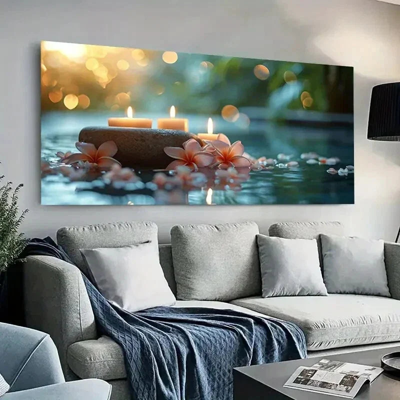 Floating for Lotus Flower Spark Wall Art Canvas Office Home Room Framed 80x45cm