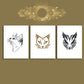 3pcs Cat Themed Decorative Gold &amp; Black Metal Print Ready to Hang Art