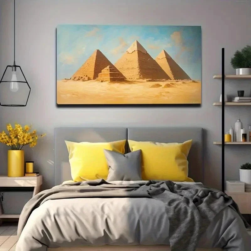 Elegant Desert Pyramids Décor Wall Art Canvas Office Home Room Framed 120x60cm